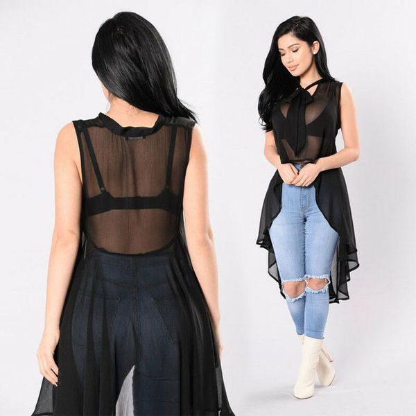 summer womens see through shirt solid black burgundy bowknot mesh sheer sleeveless irregular blouse shirts, White
summer womens see through shirt solid black burgundy bowknot mesh sheer sleeveless irregular blouse shirts, White