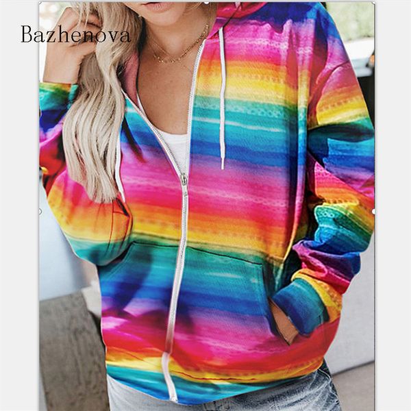 women's hoodies & sweatshirts bazhenova 2021 fashion rainbow print long-sleeve hoodie pocket loose zip sweatershirt casual coat 5xl t1, Black
women's hoodies & sweatshirts bazhenova 2021 fashion rainbow print long-sleeve hoodie pocket loose zip sweatershirt casual coat 5xl t1, Black