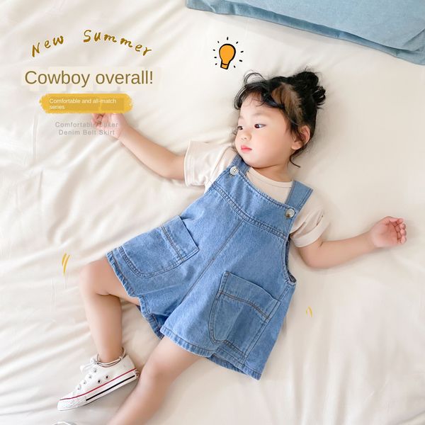 o7jrb girls' conjoined summer 2020 new korean children's casual wide leg western style denim shorts jumpsuit body pants jumpsuit p, Blue
o7jrb girls' conjoined summer 2020 new korean children's casual wide leg western style denim shorts jumpsuit body pants jumpsuit p, Blue