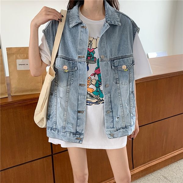 daisy denim coat for women 2020 new korean style loose all-match casual student coat vest sleeveless vest vest, Black;white
daisy denim coat for women 2020 new korean style loose all-match casual student coat vest sleeveless vest vest, Black;white