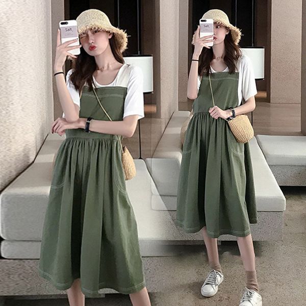 summer pregnant women cotton dress with pockets high waist plus size sleeveless maternity army green dress pregnancy strap, White
summer pregnant women cotton dress with pockets high waist plus size sleeveless maternity army green dress pregnancy strap, White