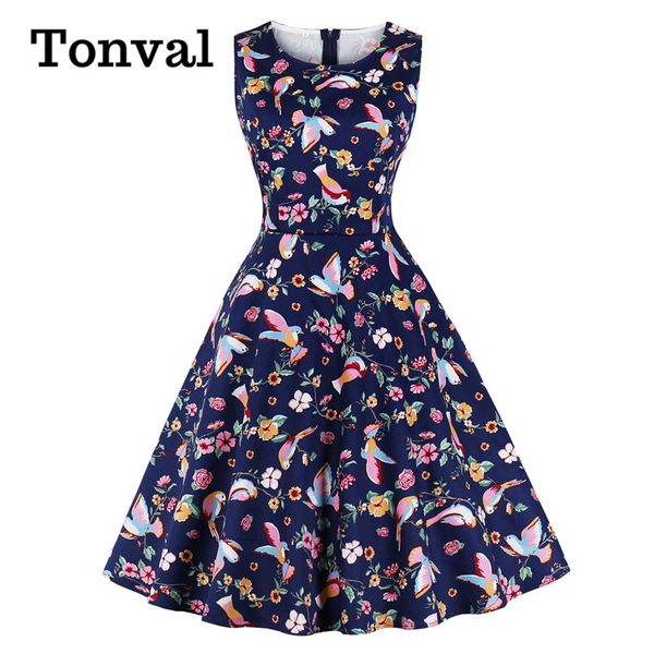 casual dresses tonval multicolor floral and bird print 50s pinup a line vintage dress 2021 women summer round neck rockabilly, Black;gray
casual dresses tonval multicolor floral and bird print 50s pinup a line vintage dress 2021 women summer round neck rockabilly, Black;gray