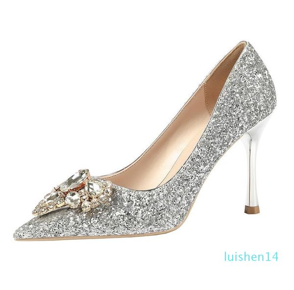 with box size 34 to 40 bridal wedding shoes luxury crystal sequined pointed gold heels prom shoes l14, Black
with box size 34 to 40 bridal wedding shoes luxury crystal sequined pointed gold heels prom shoes l14, Black