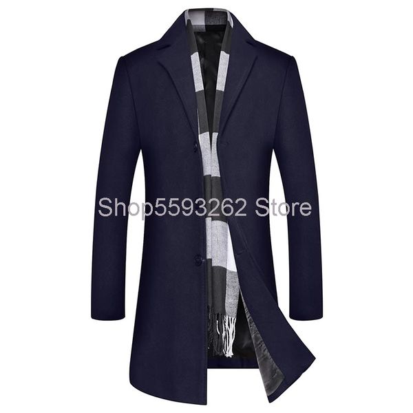 wool coat men's long business casual men's woolen coat, Black
wool coat men's long business casual men's woolen coat, Black