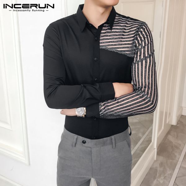 incerun 2020 men striped shirts casual long sleeve lapel camisa fashion patchwork blusas man black transparent shirt hombre 5xl7, White;black
incerun 2020 men striped shirts casual long sleeve lapel camisa fashion patchwork blusas man black transparent shirt hombre 5xl7, White;black