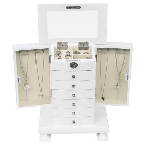 vintage european style jewelry cabinet dressing table handmade wooden jewelry box storage box, wooden 7 layers, with 6 drawers, white
vintage european style jewelry cabinet dressing table handmade wooden jewelry box storage box, wooden 7 layers, with 6 drawers, white