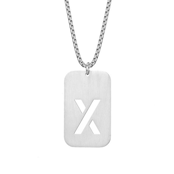 english letters titanium steel hollow military brand name plate necklace men's pendants 27 inches simple women's single pendant, Silver
english letters titanium steel hollow military brand name plate necklace men's pendants 27 inches simple women's single pendant, Silver