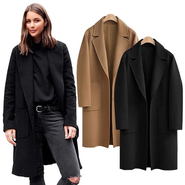 women's wool & blends 2021 autumn woolen coat women two breasted elegant long female outerwear jacket casual, Black
women's wool & blends 2021 autumn woolen coat women two breasted elegant long female outerwear jacket casual, Black