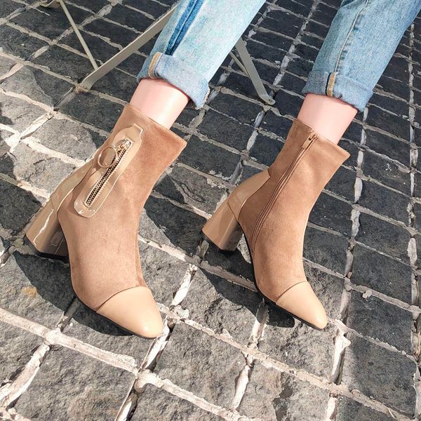 Women Fashion Square Toe Stretch Fabric Socks Boots Autumn Stitching Square root heels Ankle Short Boots for women heel Shoes, Black
Women Fashion Square Toe Stretch Fabric Socks Boots Autumn Stitching Square root heels Ankle Short Boots for women heel Shoes, Black