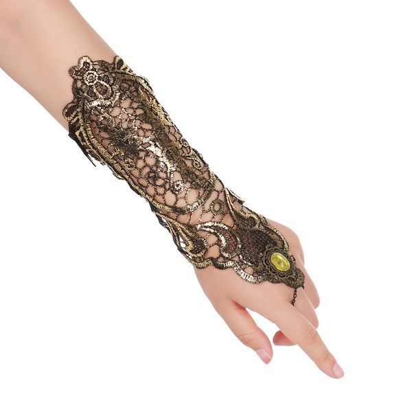 woman gold lace hollow-out design ladies fingerless gloves retro steampunk goth party arms bracelet jewelry accessories, Silver
woman gold lace hollow-out design ladies fingerless gloves retro steampunk goth party arms bracelet jewelry accessories, Silver
