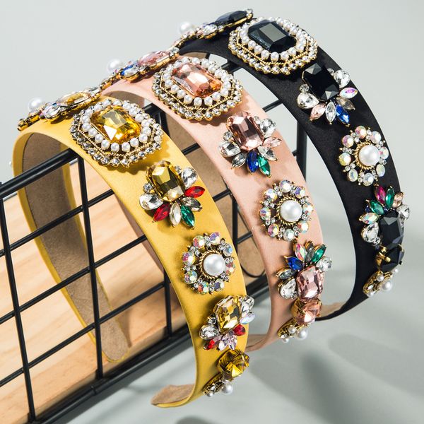 popular summer hairband colorful fabric baroque royal style pearl headband with glass diamond headwear, Silver
popular summer hairband colorful fabric baroque royal style pearl headband with glass diamond headwear, Silver