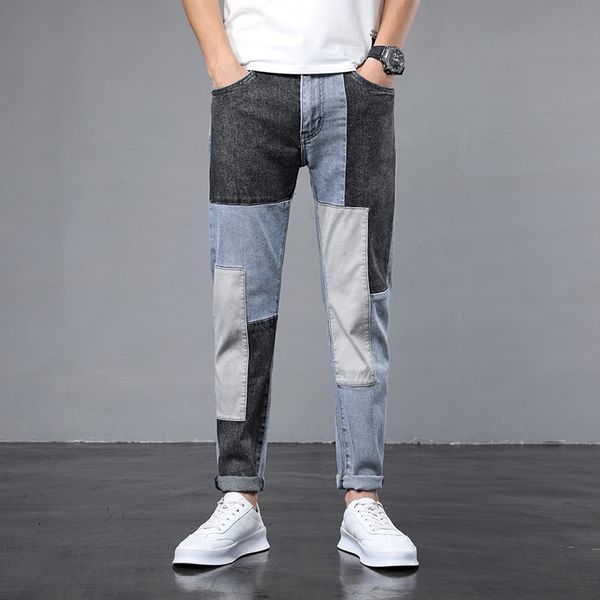 summer jeans men casual patchwork slim washed stretch male tide thin denim pencil pants, Blue
summer jeans men casual patchwork slim washed stretch male tide thin denim pencil pants, Blue