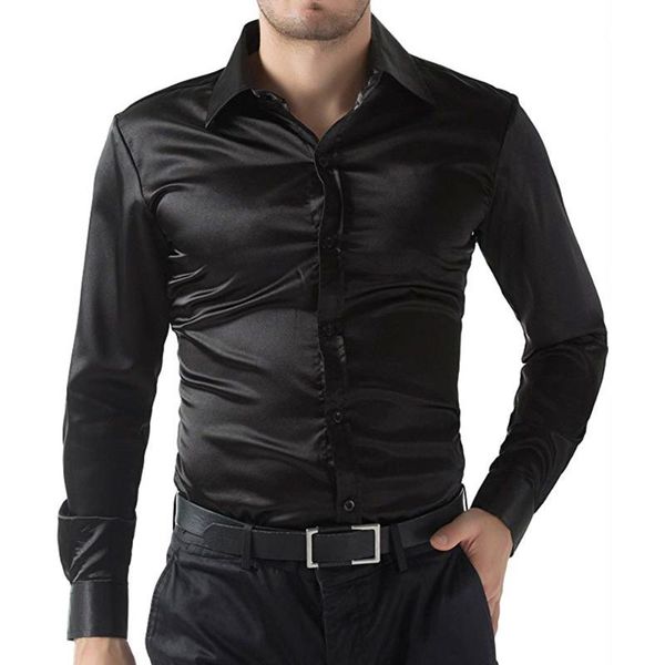 men's dress shirts luxury stylish casual party club shirt slim fit long sleeve formal meeting shiny headsome outwear clothing, White;black
men's dress shirts luxury stylish casual party club shirt slim fit long sleeve formal meeting shiny headsome outwear clothing, White;black