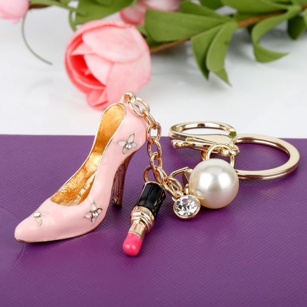 mqchun high heel crystal pearls lipstick keychains shoe keyring charm handbag key holder bag pendant jewelry for women girl-50, Silver
mqchun high heel crystal pearls lipstick keychains shoe keyring charm handbag key holder bag pendant jewelry for women girl-50, Silver