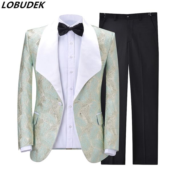 new arrival banquet wedding suits men korean style jacquard suit male singer host evening party slim fit tuxedo costume 2 piece, White;black
new arrival banquet wedding suits men korean style jacquard suit male singer host evening party slim fit tuxedo costume 2 piece, White;black