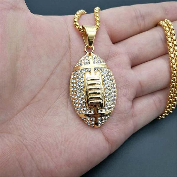 hip hop men's gold color stainless steel necklace iced out cubic zirconia football rock pendant bling rapper hiphop jewerly, Silver
hip hop men's gold color stainless steel necklace iced out cubic zirconia football rock pendant bling rapper hiphop jewerly, Silver