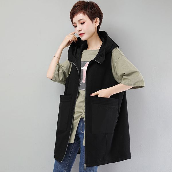 женская 2020 новый осенний корейский стиль средней длины модной большой карман без рукавов свободный жилет пальто жилет жилет жилет, Black;white 
женская 2020 новый осенний корейский стиль средней длины модной большой карман без рукавов свободный жилет пальто жилет жилет жилет, Black;white