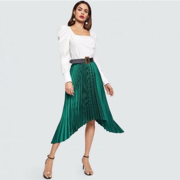fashion 2020 asymmetrical pleated satin skirts women zipper mid calf emerald green lady skirt high street female saias, Black
fashion 2020 asymmetrical pleated satin skirts women zipper mid calf emerald green lady skirt high street female saias, Black