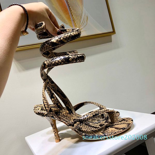 new shoes woman summer ankle strap spiral sandals , python-printed calf leather fashion party dress high heels s08, Black
new shoes woman summer ankle strap spiral sandals , python-printed calf leather fashion party dress high heels s08, Black