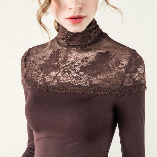 size s-3xl women turtleneck slim soft full sleeve t shirts lady patchwork lace elegant elastic tees for women, White
size s-3xl women turtleneck slim soft full sleeve t shirts lady patchwork lace elegant elastic tees for women, White