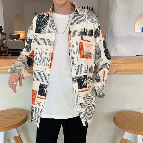 2020 autumn men long sleeve shirts personality pattern printed fashion men shirt casual loose shirts for camisas para hombre, White;black
2020 autumn men long sleeve shirts personality pattern printed fashion men shirt casual loose shirts for camisas para hombre, White;black