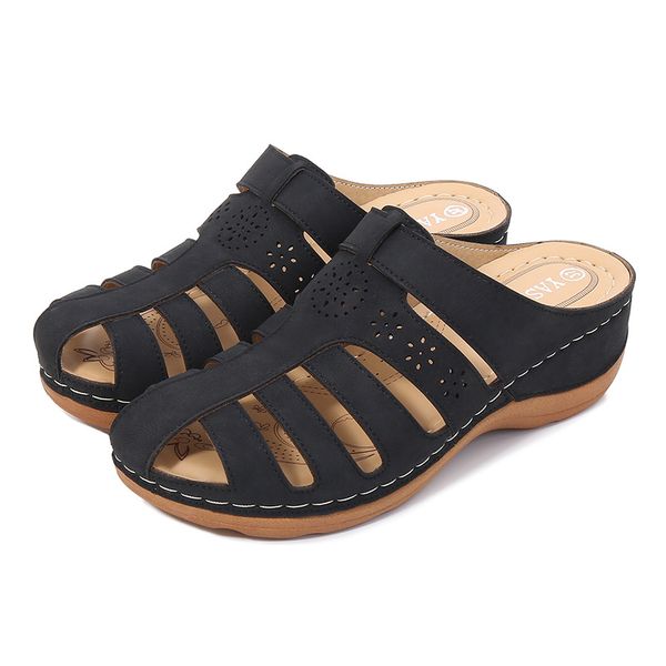 women's sandals ladies girls summer comfortable ankle hollow round toe sandals soft sole solid color platform round head shoes, Black
women's sandals ladies girls summer comfortable ankle hollow round toe sandals soft sole solid color platform round head shoes, Black