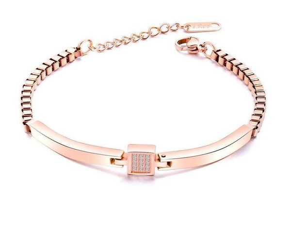 titanium steel bracelet with zircon-plated rose gold creative box chain bracelet, Black
titanium steel bracelet with zircon-plated rose gold creative box chain bracelet, Black