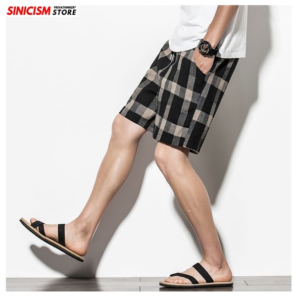 sinicism store men summer oversized shorts men's 2020 knee length casual plaid print male breathable cotton linen beach shorts, White;black
sinicism store men summer oversized shorts men's 2020 knee length casual plaid print male breathable cotton linen beach shorts, White;black