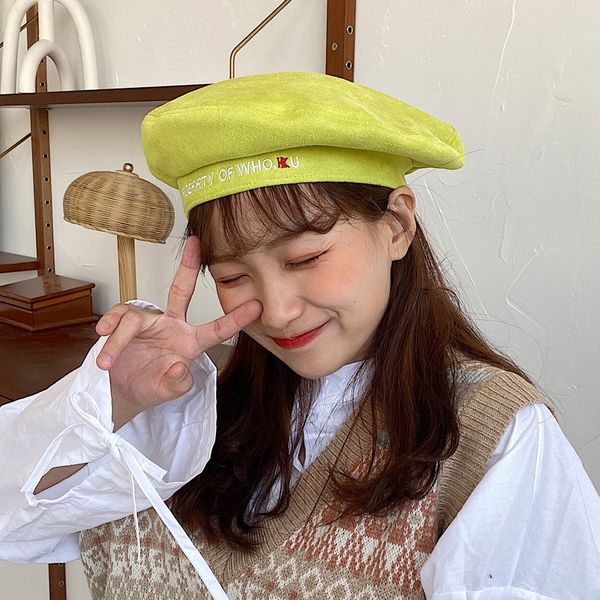 female korean painter's beret style octagonal artistic soft girl beret hat suede letter painter hat, Blue;gray
female korean painter's beret style octagonal artistic soft girl beret hat suede letter painter hat, Blue;gray