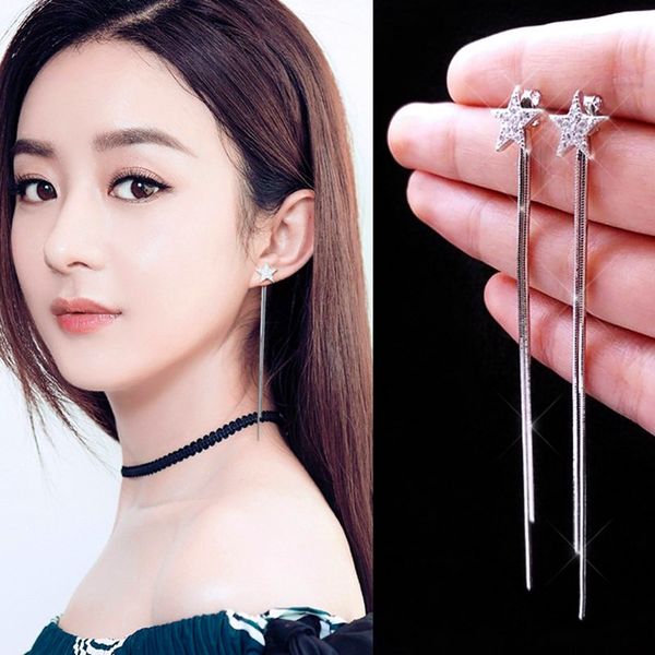earring stemperament long section of female wild red five-pointed star tassel earrings net tremella line stud earrings, Silver
earring stemperament long section of female wild red five-pointed star tassel earrings net tremella line stud earrings, Silver