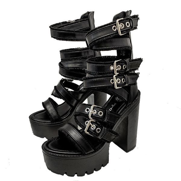 sandals woman summer high heels boots punk thick platform gladiator women ankle vintage rock gothic, Black
sandals woman summer high heels boots punk thick platform gladiator women ankle vintage rock gothic, Black