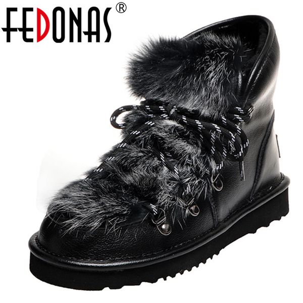 fedonas winter warm wool female big size snow boots casual office flats platform boots genuine leather women sweet ankle, Black
fedonas winter warm wool female big size snow boots casual office flats platform boots genuine leather women sweet ankle, Black