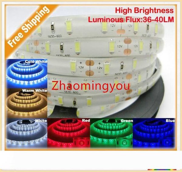 

5630 SMD LED strip flexible light 12V Waterproof IP65 60LED m 5m lot,New LED Chip 5630 Bright Than 5050,Super Bright