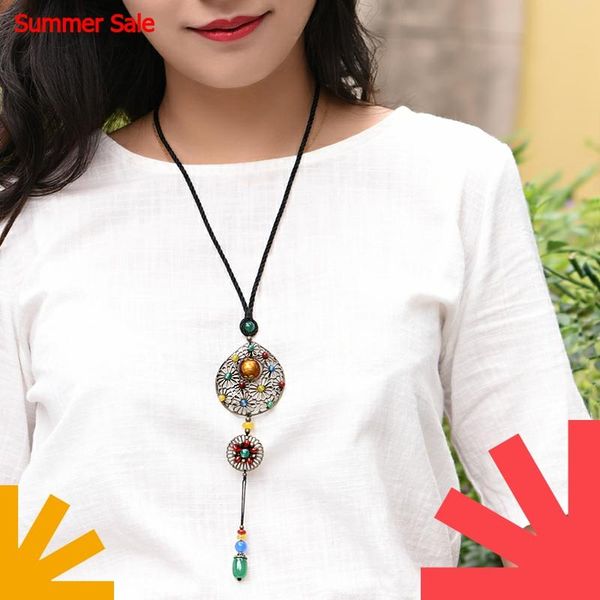 trendy ethnic bronze round pendant necklace for women long rope chain colored glaze bead carnelian drop vintage jewelry fashion, Silver
trendy ethnic bronze round pendant necklace for women long rope chain colored glaze bead carnelian drop vintage jewelry fashion, Silver
