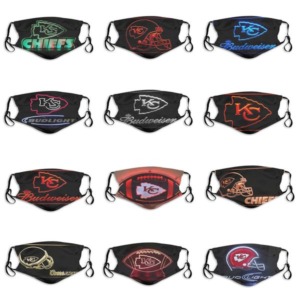 

2020 New 5-layer Dust Mask Male and Female Luxury Designer Kansas City Football Team Chief Fashion Printing Custom Breathable Face Masks