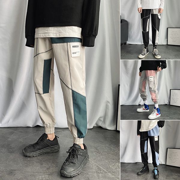 men patchwork ankle-length casual pants men's spring hip hop joggers male trousers fashion clothes oversized, Black
men patchwork ankle-length casual pants men's spring hip hop joggers male trousers fashion clothes oversized, Black