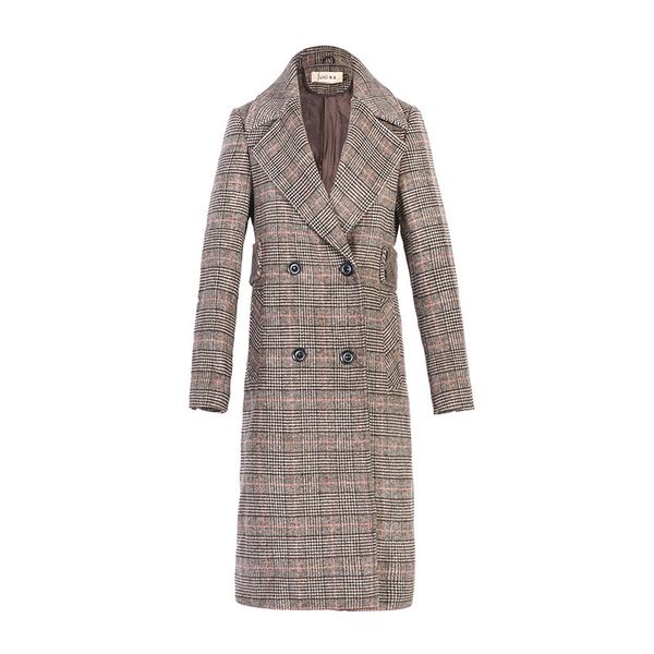 fashion women's clothing autumn winter coat women lapel double breasted slim long coat high-quality lattice woolen coats l764, Black
fashion women's clothing autumn winter coat women lapel double breasted slim long coat high-quality lattice woolen coats l764, Black