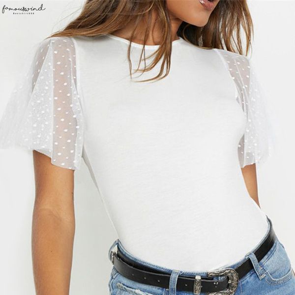 womens clothing chiffon blouse womens crew neck perspective stitching short sleeved round neck solid color womens clothing, White
womens clothing chiffon blouse womens crew neck perspective stitching short sleeved round neck solid color womens clothing, White