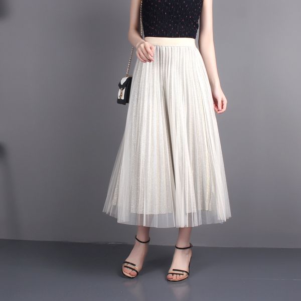 flash gauze fairy autumn bright silk pleated medium-length dress high long long skirt waist slimming gauze skirt, Black
flash gauze fairy autumn bright silk pleated medium-length dress high long long skirt waist slimming gauze skirt, Black