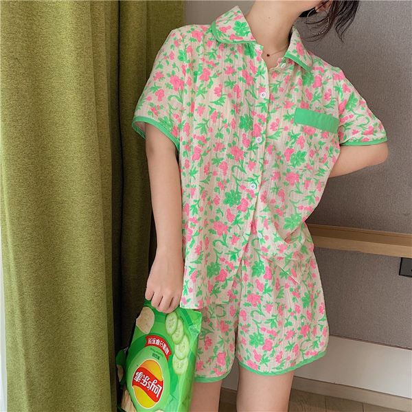 cd6zj 2020 korean style ins style color matching cotton pajamas women's summer short sleeve short pants pants suit shorts home clothes, Blue;red
cd6zj 2020 korean style ins style color matching cotton pajamas women's summer short sleeve short pants pants suit shorts home clothes, Blue;red