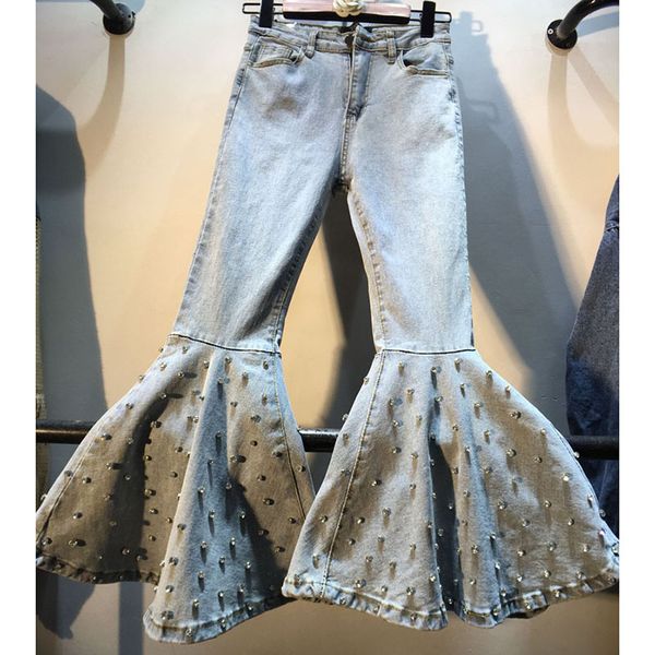 europe women flare jeans light blue beading ankle-length denim pants high waist fashion elastic street trousers stretch autumn
europe women flare jeans light blue beading ankle-length denim pants high waist fashion elastic street trousers stretch autumn