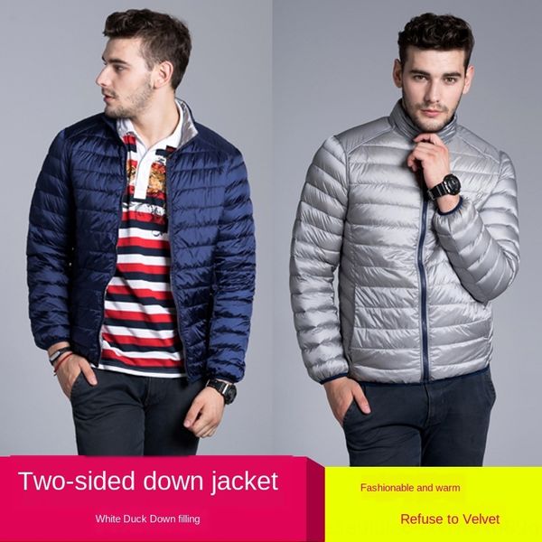 2019 new thin men's stand collar two-sided casual short loose large size down jacket coat down jacket double-sided coat, Black
2019 new thin men's stand collar two-sided casual short loose large size down jacket coat down jacket double-sided coat, Black