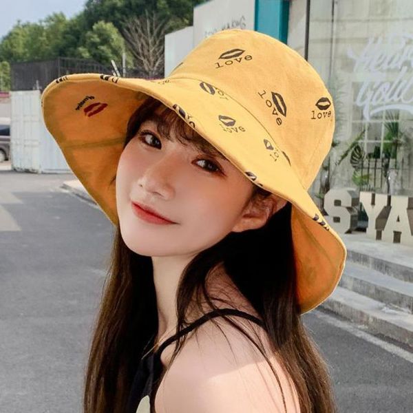 bucket hat women korean fashion lips pattern flat summer hats for women flat wide brim gorras chapeu sun hat female, Blue;gray
bucket hat women korean fashion lips pattern flat summer hats for women flat wide brim gorras chapeu sun hat female, Blue;gray