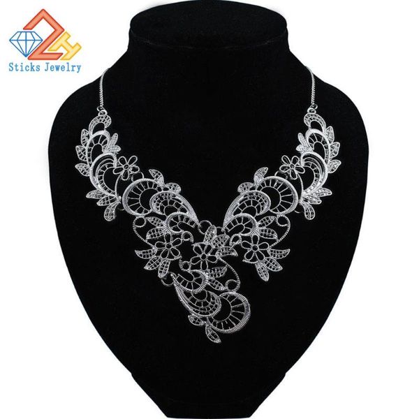 trendy necklace for women zinc alloy lace hollow out white k plated charm collar necklace, Silver
trendy necklace for women zinc alloy lace hollow out white k plated charm collar necklace, Silver