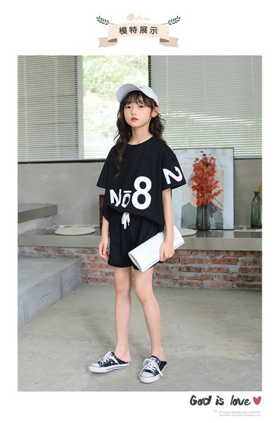 4-16y summer girls clothing sets casual teenage girls letter print t shirt + pant 2pcs sport suits kids tracksuit clothes, White
4-16y summer girls clothing sets casual teenage girls letter print t shirt + pant 2pcs sport suits kids tracksuit clothes, White