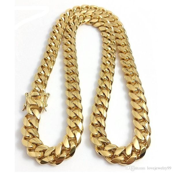 stainless steel jewelry 18k gold filled plated high polished cuban link necklace men punk curb chain dragon latch clasp 15mm 24"/26&quo, Silver
stainless steel jewelry 18k gold filled plated high polished cuban link necklace men punk curb chain dragon latch clasp 15mm 24"/26&quo, Silver
