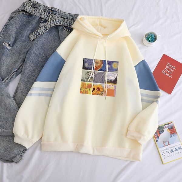 women fleece van gogh oil painting pullover thick loose women hoodies contrast color comfortable sweatshirt girls for autumn winter, Black
women fleece van gogh oil painting pullover thick loose women hoodies contrast color comfortable sweatshirt girls for autumn winter, Black
