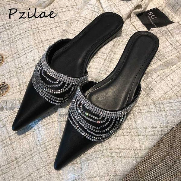 slippers pzilae elegant rhinestone shoes 2021 fashion mules for women pu leather pointed toe slip on summer women's, Black
slippers pzilae elegant rhinestone shoes 2021 fashion mules for women pu leather pointed toe slip on summer women's, Black
