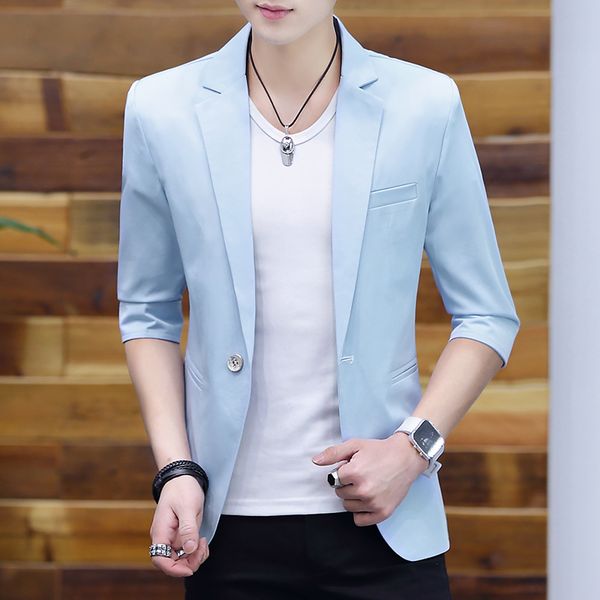 2020 summer new fashionable casual solid half sleeve slim one-button blazer for men, White;black
2020 summer new fashionable casual solid half sleeve slim one-button blazer for men, White;black