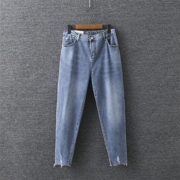 fashion fat mm2019 spring new korean style ripped rimmed jeans and jeans large size slim harem pants 5549, Blue
fashion fat mm2019 spring new korean style ripped rimmed jeans and jeans large size slim harem pants 5549, Blue